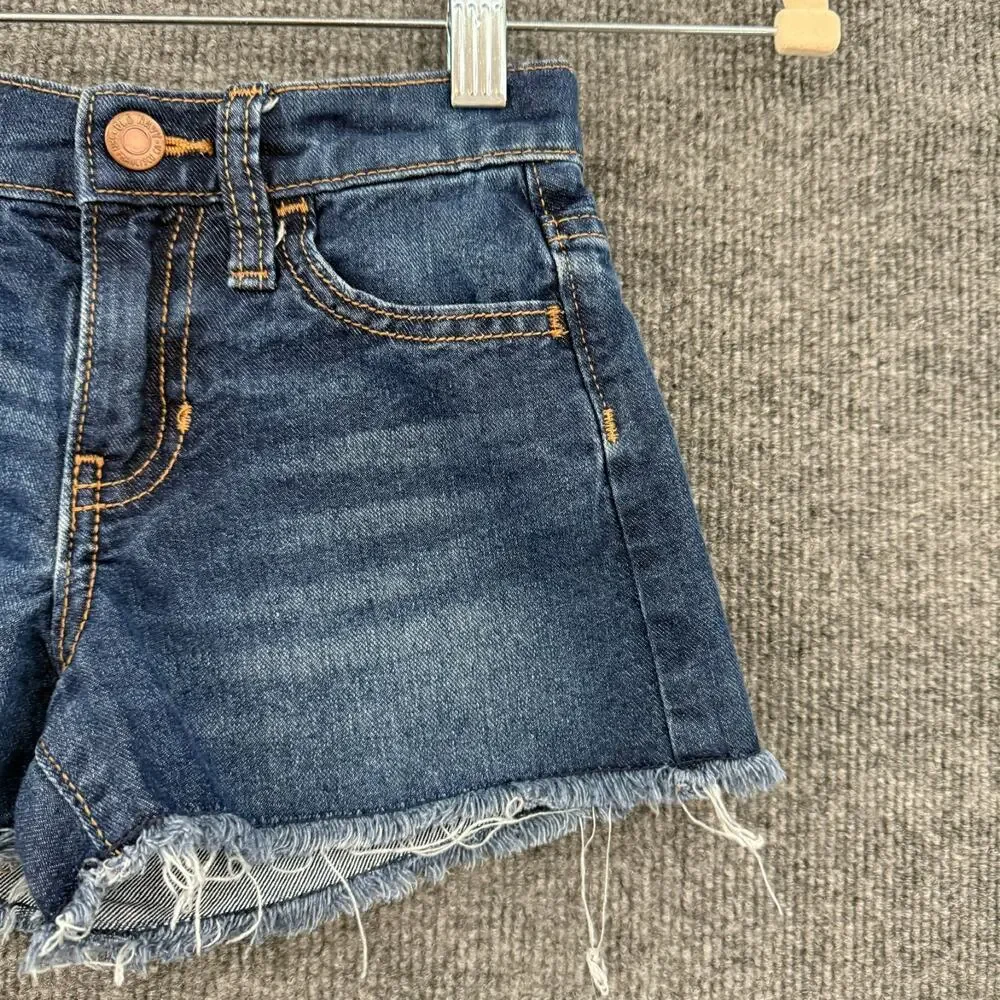 Old Navy Girls Denim Cutoff Jean Shorts Size 5 High Rise Adjustable Waist